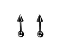 16G Boucles d’Oreilles Minimalistes Spike Stud Pour Femmes Hommes Acier Inoxydable Minuscule Cartilage Helix Tragus Vis Arrière Crayons Perforants Hypoallergénique Oreilles Sensibles Bijoux (Noir)