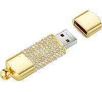 16GB/32GB/64GB/128GB Heart Shape USB 2.0 Flash Drive with Date Memory,Pendrive USB Flash Drive with Chain (Gold,16GB)