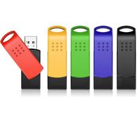 16GB 5pcs Swivel USB 2.0 Flash Drive Memory Stick Storage Mixed Color for Data Storage