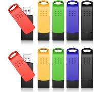 16GB Multicolour USB Flash Drive - Pack of 10 - Multifunctional USB Flash Drive with Portable and Rotating Design - Easy to Use and Transfer Files - USB 2.0 - NAND Flash Memory