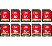 16GB SDHC Memory Card, Pack of 10 Cards, Premium Series, Transfer Speed Up to 80MB/s for Photos, Videos, Music, Files, Camcorder, Camera, PC, Class 10 U1 UHS-I