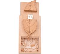 16GB USB 2.0 Memory - Wooden Leaf USB Flash Drive