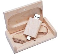 16GB USB C Flash Drive USB 3.0 Flash Drive High Speed Dual OTG Pen Drive Maple Wood Box for TV,Car,Smartphones,PC,Laptop