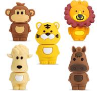 16GB USB Flash Drive 5 Pieces Pack USB Memory Stick Pendrive with Various Cute Animal Patterns, Gift for Students and Children