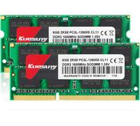 16Go kit(2x8Go) DDR3L 1600MHz PC3L-12800S Unbuffered Non-ECC 1.35V CL11 2Rx8 Dual Rank 204 Pin SODIMM Ordinateur Portable Mémoire RAM Module Upgrade Kit