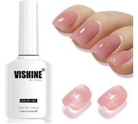 16ml Light Warm Pink Gel Nail Polish Jelly Crystal Vernis Gel Semi-Permanent Sheer Light Neutral Translucent Soak-Off Uv Gel French Manicure Nail Art Light Warm Pink Shade E039