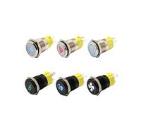 16mm 12v LED stainless steel black metal push button switch dashboard warning symbol momentary latching on off car racing switch NWPNLXEA(Red,MOMENTARY FUNCTION_12V)