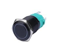 16mm 12V Lighted Push Button Switch Ring LED Illuminated Momentary Metal ON OFF Black Switch NWPNLXEA(Orange LED,220V)