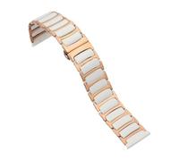 16mm 18mm 20mm 22mm Bracelet en métal en céramique Bracelet classique bracelets de montre de sport for hommes et femmes(Rose gold white,20mm)