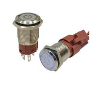 16mm/19mm/22mm Car Auto Metal Push Button Switch Ring LED 250V/5A Latching Self-lock Momentary Self-reset NWPNLXEA(Blue Circle,22mm)