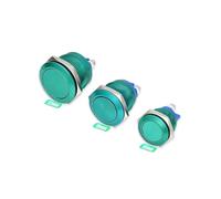 16mm 19mm 22mm Panel Hole Colour Metal Button Switch Metal Horn Doorbell Button Switch Waterproof Car Engine PC Power Starter NWPNLXEA(Green-flat head,SCREW PIN_19MM)