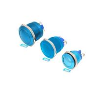 16mm 19mm 22mm Panel Hole Colour Metal Button Switch Metal Horn Doorbell Button Switch Waterproof Car Engine PC Power Starter NWPNLXEA(Blue-ball head,SCREW PIN_19MM)