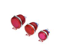 16mm 19mm 22mm Panel Hole Colour Metal Button Switch Metal Horn Doorbell Button Switch Waterproof Car Engine PC Power Starter NWPNLXEA(Red-flat head,SCREW PIN_22MM)