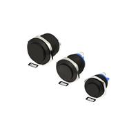 16mm 19mm 22mm Panel Hole Colour Metal Button Switch Metal Horn Doorbell Button Switch Waterproof Car Engine PC Power Starter NWPNLXEA(Black-high head,SCREW PIN_22MM)
