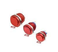 16mm 19mm 22mm Panel Hole Colour Metal Button Switch Metal Horn Doorbell Button Switch Waterproof Car Engine PC Power Starter NWPNLXEA(Red-high head,SCREW PIN_22MM)