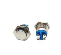 16mm 1NO High Flat Round Head Waterproof Momentary Reset Metal Push Button Switch Screw Terminal Power Switch(High)