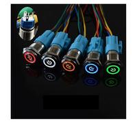16mm 3-6V 12V 24V 110V 220V Metal Push Button Switch LED Light Self lock/Momentary reset Car Start Button Power Button red NWPNLXEA(Yellow-reset,3-6V)