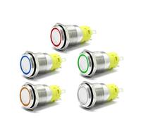 16mm 6V 12V 110V 220V LED Momentary Latching Stainless Steel vandal metal Push Button Switch Ring LED NWPNLXEA(Blau,12VDC)