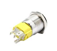 16mm 6V 12V 110V 220V LED Momentary Latching Stainless Steel vandal metal Push Button Switch with Power symbol NWPNLXEA(Blau,12VDC)