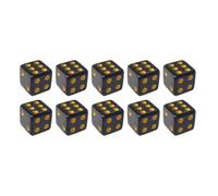 16mm Black Dice Set with Golden Dots, 6 Sided Acrylic Gaming Dice | Durable acrylic dice with golden dots, designed for tabletop games, fits for board game lovers 16mm 10pcs