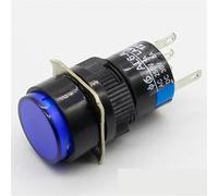 16mm DC 6V 12V 24V 220V LED bouton-poussoir interrupteur bleu vert rouge jaune blanc lampe fixe bouton-poussoir commutateurs verrouillage pousser sur démarrage 1 pièces (Color : Blue, Size : 12V)