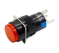 16mm DC 6V 12V 24V 220V LED bouton poussoir momentané bouton poussoir réinitialisation automatique 1 pièces interrupteur industriel (Color : 1 UK, Size : 6V)