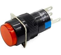 16mm DC 6V 12V 24V 220V LED Interrupteur à Bouton-Poussoir Bouton-Poussoir Momentané Réinitialisation Automatique 1Pcs (Color : 1, Size : 24V)(12V)