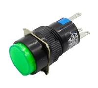 16mm DC 6V 12V 24V 220V LED Push Button Switch Blue Green Red Yellow White lamp Fixed Pushbutton Switches Latching Push On Start MQXFCZUX(Green,220V)