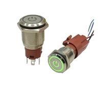 16mm Metal Annular Push Button Switch Ring LED Red Green Blue 250V 5A Self-reset Momentary for Car Auto Engine NWPNLXEA(Blau)