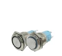 16mm Metal Button High Head Flat Head Ring LED Car Refitting One Button Start Self Reset Self Lock Button NWPNLXEA(16MM blue,3-6V)