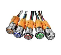 16mm Metal Button LED Lamp High Head Ring Lamp + Power Symbol Reset Start Switch 6v12v24v220v Round Start Stop NWPNLXEA(1 socket,16MM_9-24V)