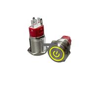 16mm metal button self resetting jog circular power symbol switch self-locking with light power start 12V 110V 220V NWPNLXEA(Yellow,RESET_16MM_220V)