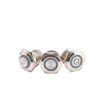 16mm Metal Button Short 4-pin Normally Open Inching Reset Computer Machine Start Switch Flat Head Face High Head Face NWPNLXEA(16MM White,12-24V 16MM)