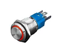 16mm Metal Button Switch High Head Ring Belt Lamp Self Reset Small Car Refitted 6v12v24v Silver NWPNLXEA(Red,16MM_220V)