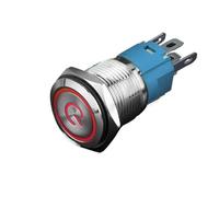 16mm Metal Button Switch LED Lamp Ring Power Symbol Self Locking Car Switch Button Round Start Stop 12v24v220v NWPNLXEA(1 socket,16MM_220V)