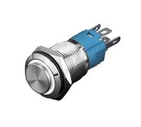 16mm Metal Button Switch One Button Start Stop Switch LED Light High Head Small Angel Eye Ring Self Locking Round NWPNLXEA(1 socket,16MM_0V)