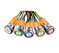 16mm Metal Power Button Switch Self Reset with Light Round Small Car Refitted with One Button Start NWPNLXEA(Plane,16MM_3-8V)