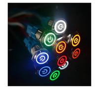 16mm Metal Push Button Switch LED Light 3-6V 12V 24V 220V Self lock/Momentary Self reset Car Start Button Power Switch NWPNLXEA(Red-Reset,3-6V)