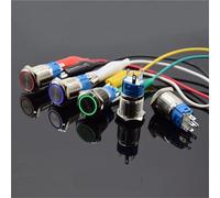 16mm Metal Push Button Switch Light 220V Self Lock/Momentary Reset Car Start Power Red Blue 1Pcs(Blue-Self lock)