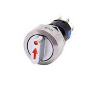 16mm Metal Rotary Selector Switch 2 3 Position On Off 12V Led Red Green Stainless Steel Push Button Switch 1NO1NC Latching SPDT(Yellow LED)