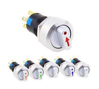 16mm Metal Rotary Selector Switch 2 3 Position On Off 12V Led Red Green Stainless Steel Push Button Switch 1NO1NC Latching SPDT NWPNLXEA(Green,3 POSITION 2NO2NC_12V-24V LED)