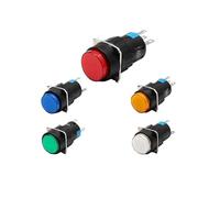 16mm push button switch 12v 24v 220V red yellow blue green led illuminated 1no 1nc momentary latching switch NWPNLXEA(Weiß,12v orange)