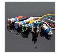 16mm Switch 6V 12V 24V 220V Self lock/Momentary Metal Push Button Switch LED Light reset Car Start Button Power Button blue NWPNLXEA(Red-reset,3-6V)
