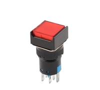 16mm With Light AB6 5Pin 8Pin Push Button Switch Small Square&Round Self-Locking Self-Reset Start Up Switch 3A/250V Power Switch NWPNLXEA(Square Red,8PIN_SELF-RESET_24V WITH LIGHT)