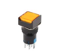 16mm With Light AB6 5Pin 8Pin Push Button Switch Small Square&Round Self-Locking Self-Reset Start Up Switch 3A/250V Power Switch NWPNLXEA(Square Yellow,5PIN_SELF-LOCKING_220V WITH LIGHT)