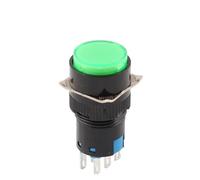 16mm With Light AB6 5Pin 8Pin Push Button Switch Small Square&Round Self-Locking Self-Reset Start Up Switch 3A/250V Power Switch NWPNLXEA(Round Green,8PIN_SELF-LOCKING_24V WITH LIGHT)