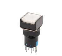 16mm With Light AB6 5Pin 8Pin Push Button Switch Small Square&Round Self-Locking Self-Reset Start Up Switch 3A/250V Power Switch NWPNLXEA(Square White,8PIN_SELF-LOCKING_220V WITH LIGHT)