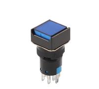 16mm With Light AB6 5Pin 8Pin Push Button Switch Small Square&Round Self-Locking Self-Reset Start Up Switch 3A/250V Power Switch NWPNLXEA(Square Blue,5PIN_SELF-RESET_220V WITH LIGHT)
