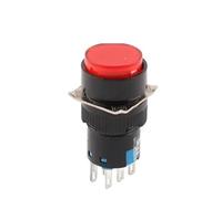 16mm With Light AB6 5Pin 8Pin Push Button Switch Small Square&Round Self-Locking Self-Reset Start Up Switch 3A/250V Power Switch NWPNLXEA(Round Red,5PIN_SELF-LOCKING_12V WITH LIGHT)