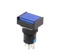 16mm With Light AB6 5Pin 8Pin Push Button Switch Small Square&Round Self-Locking Self-Reset Start Up Switch 3A/250V Power Switch NWPNLXEA(Rectangle Blue,5PIN_SELF-LOCKING_24V WITH LIGHT)